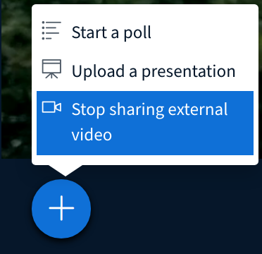 Display of the Actions menu with selection Exit video splitting