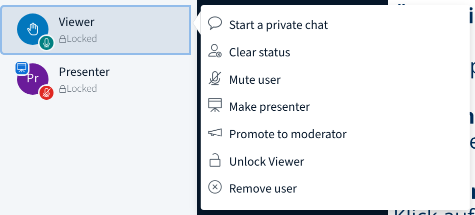 Actions for individual users