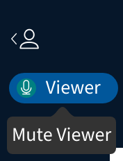 Mute viewer via the speaking indicator at the top of the main area