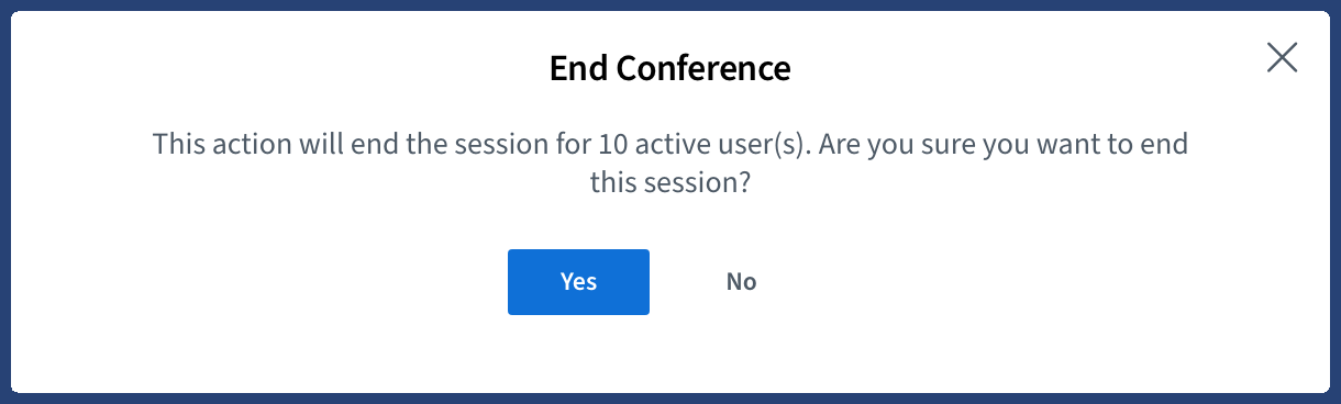Illustration of the warning dialog for end meeting