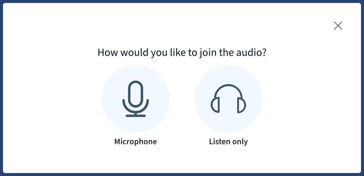 Selection dialog for audio dial-in
