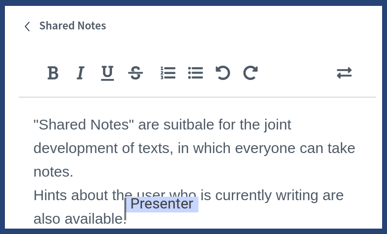Note about the user writing in the editor