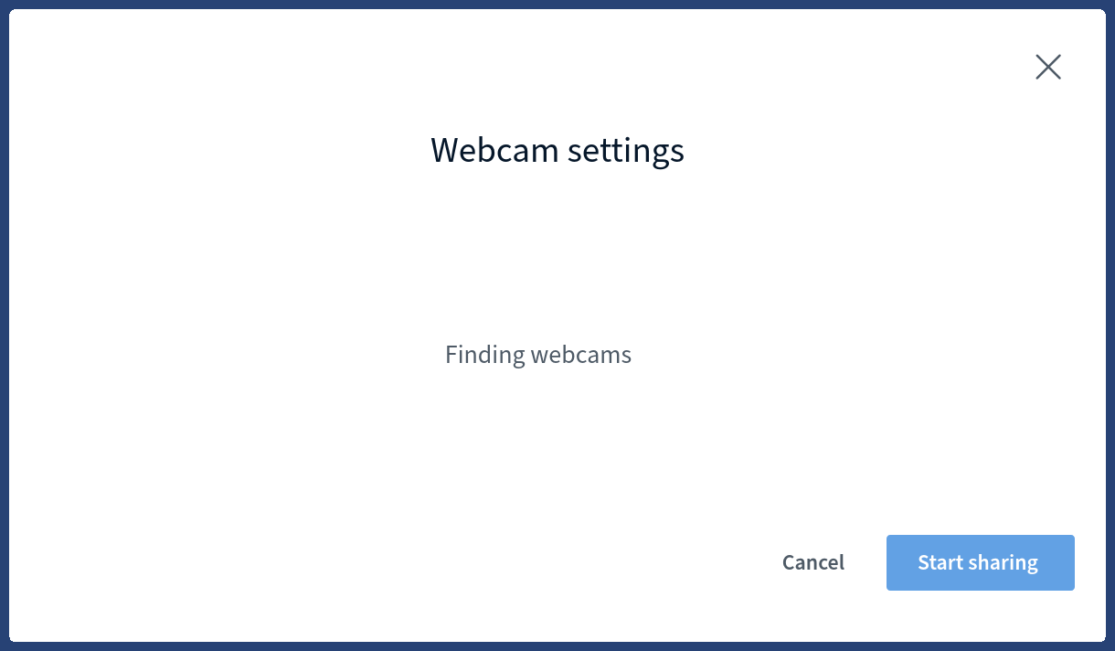 Webcam settings "Finding webcams"