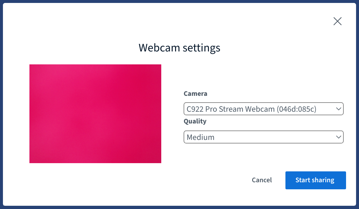 Webcam settings