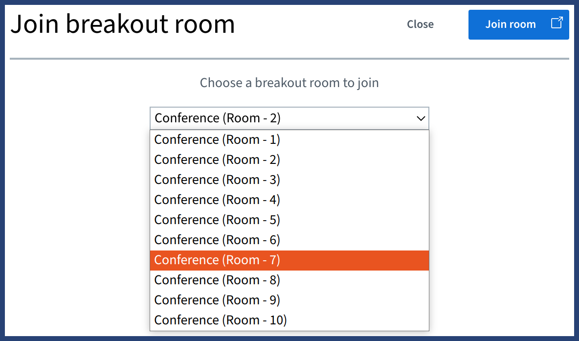 Breakout room invitation with free choice for viewers