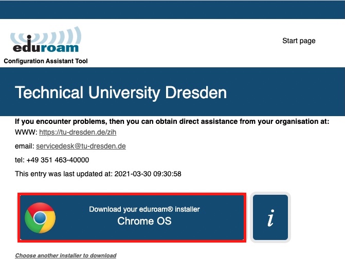 explanatory screenshot to the previous description with marker on the download button